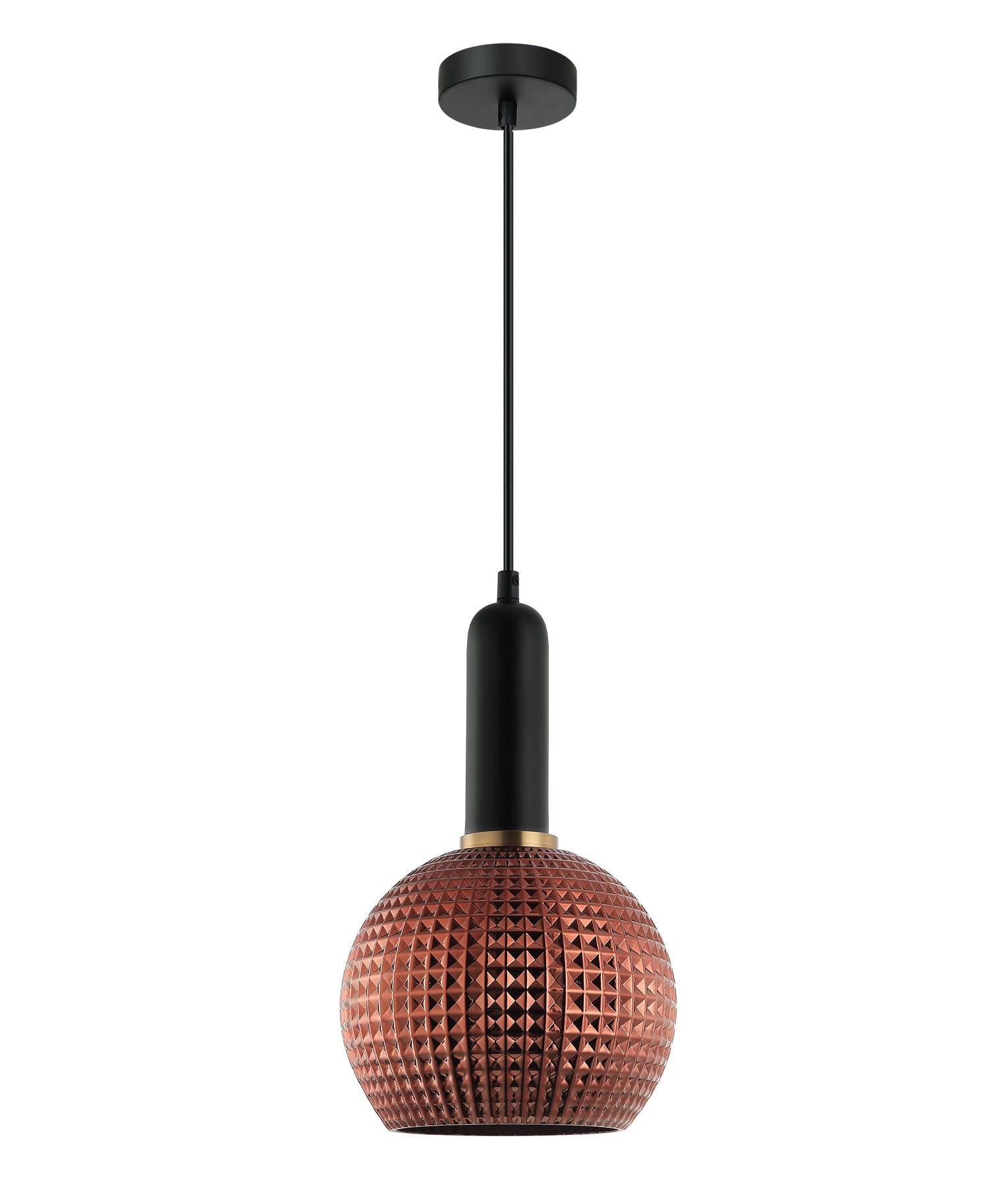 PELOTA Pendant Light, One Light Glass Shade (Black/Green/Amber/Copper/Chrome/Clear)