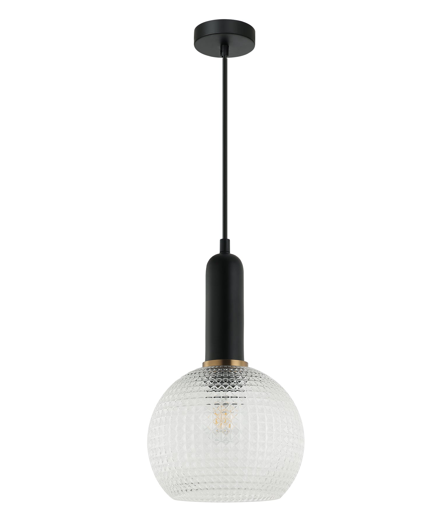 PELOTA Pendant Light, One Light Glass Shade (Black/Green/Amber/Copper/Chrome/Clear)