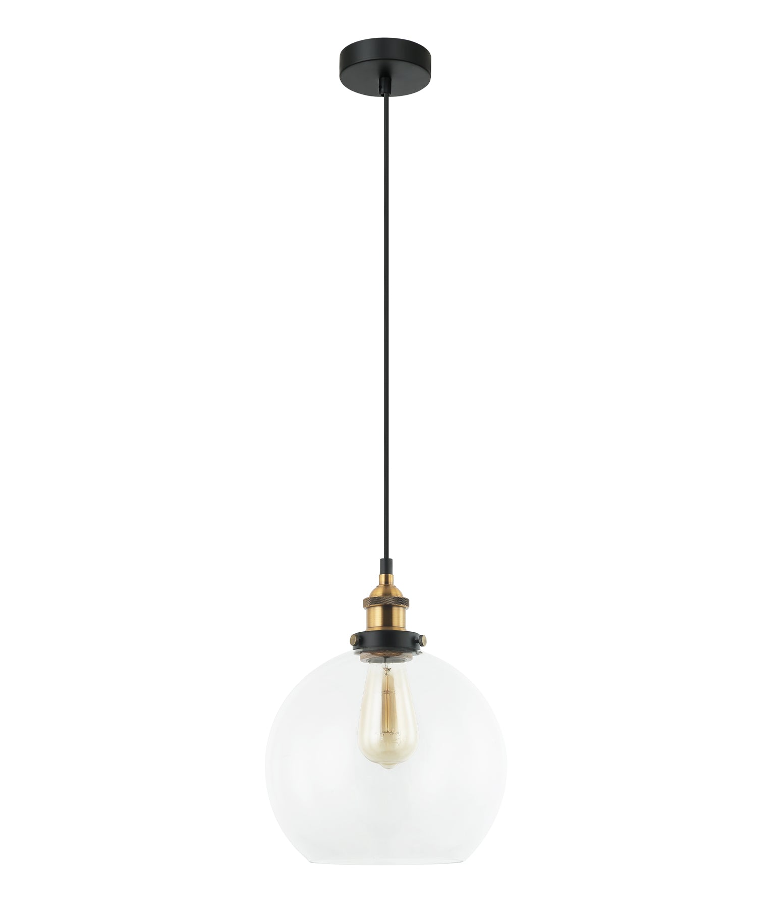 PESINI Pendant Light, One Light Glass Shade (Clear Glass/Smokey Black/Amber Glass)