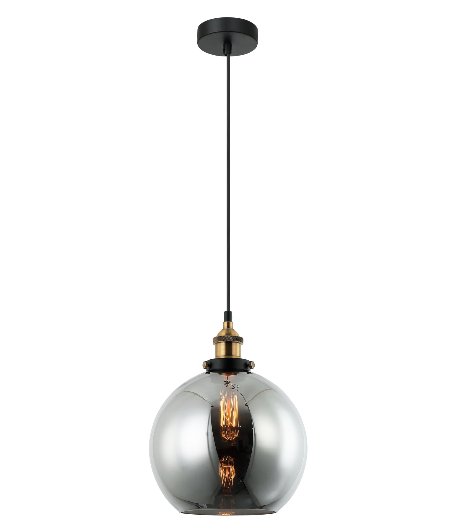 PESINI Pendant Light, One Light Glass Shade (Clear Glass/Smokey Black/Amber Glass)