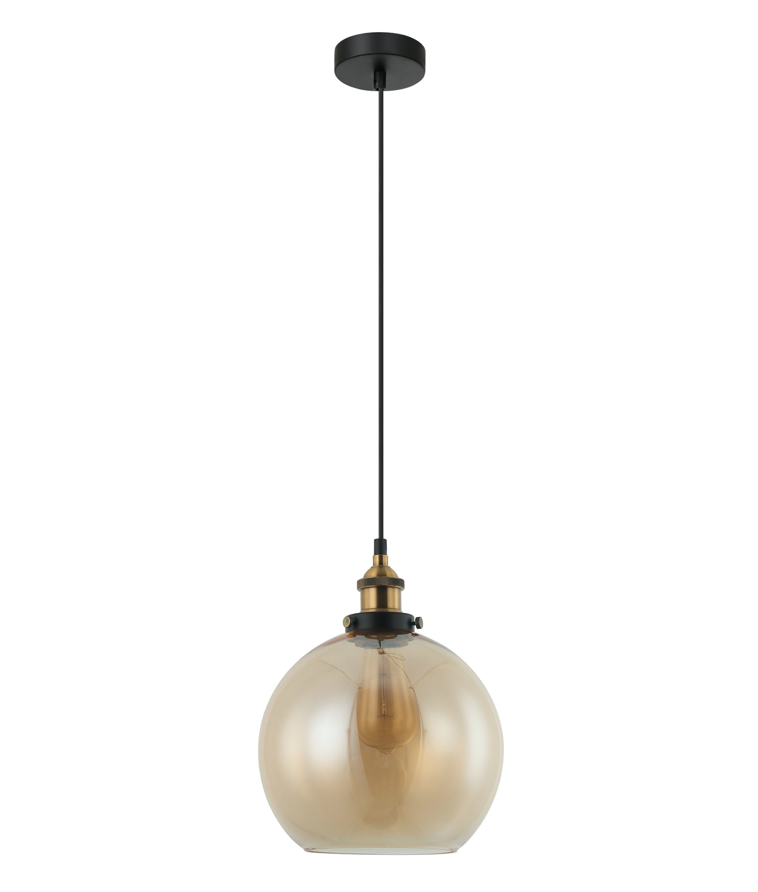 PESINI Pendant Light, One Light Glass Shade (Clear Glass/Smokey Black/Amber Glass)