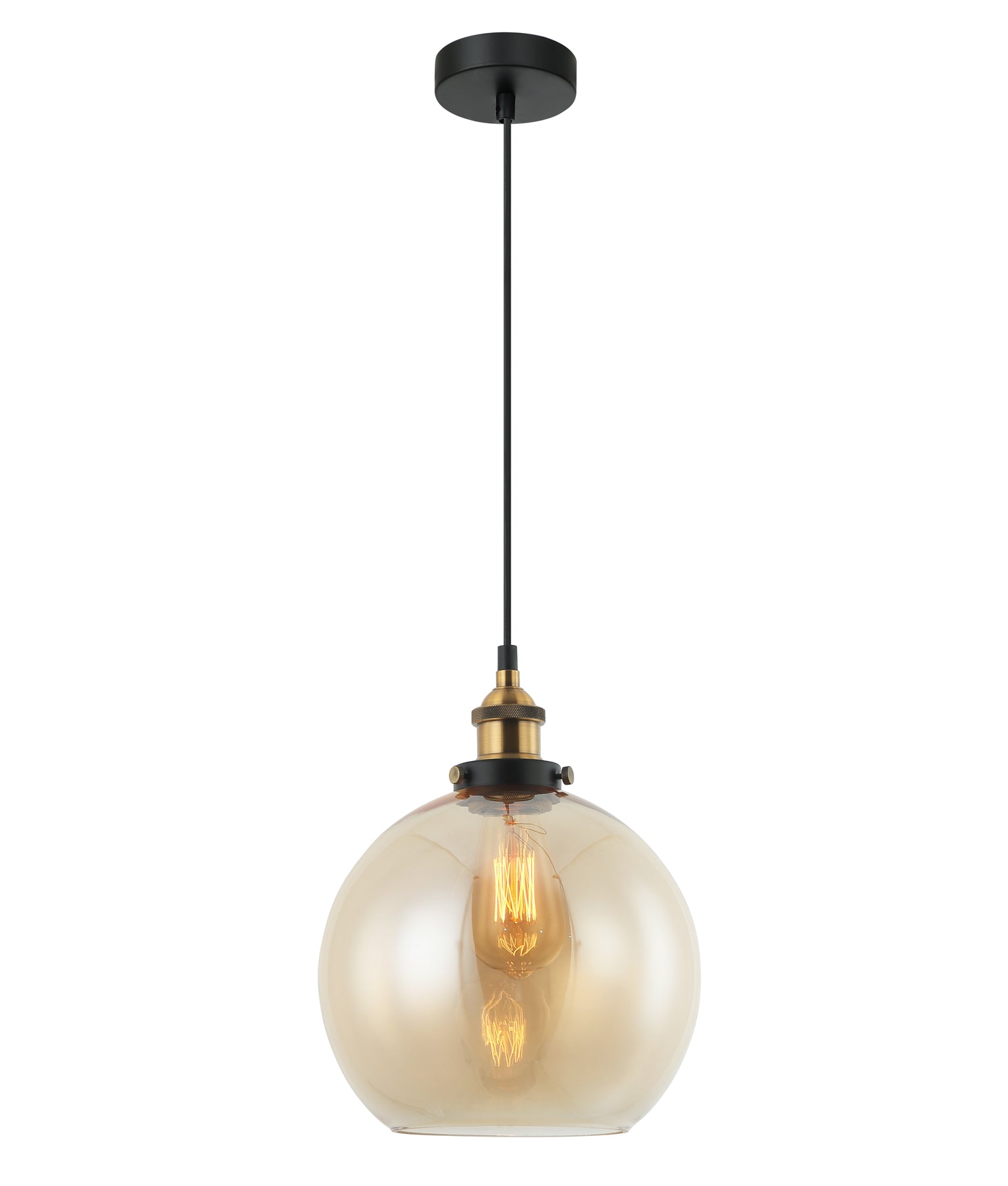 PESINI Pendant Light, One Light Glass Shade (Clear Glass/Smokey Black/Amber Glass)