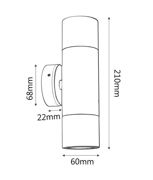 GU10 Exterior Pillar Spot Lights (Fixed Two Lights, Matte Grey)