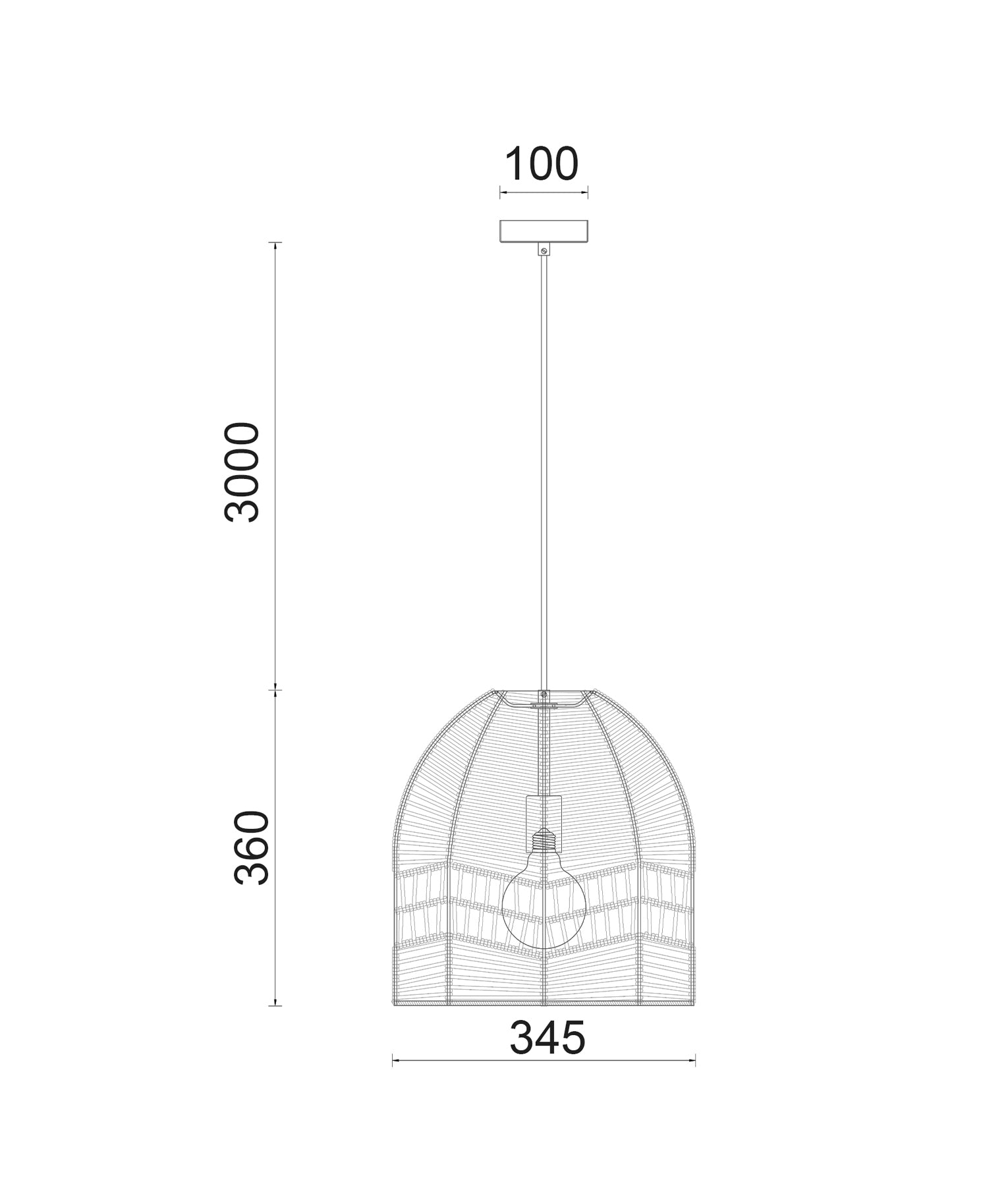 ROTA Pendant Light, One Light Rattan Shade (Natural)