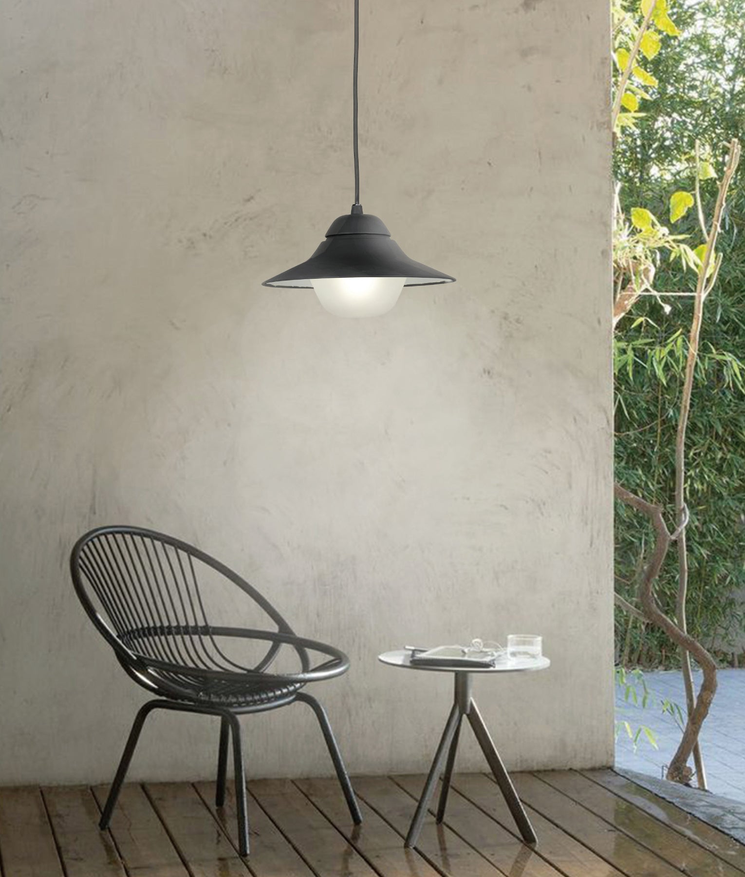 SPY Pendant Outdoor Light, One Light Aluminum Shade (Matt Black/Matt White)