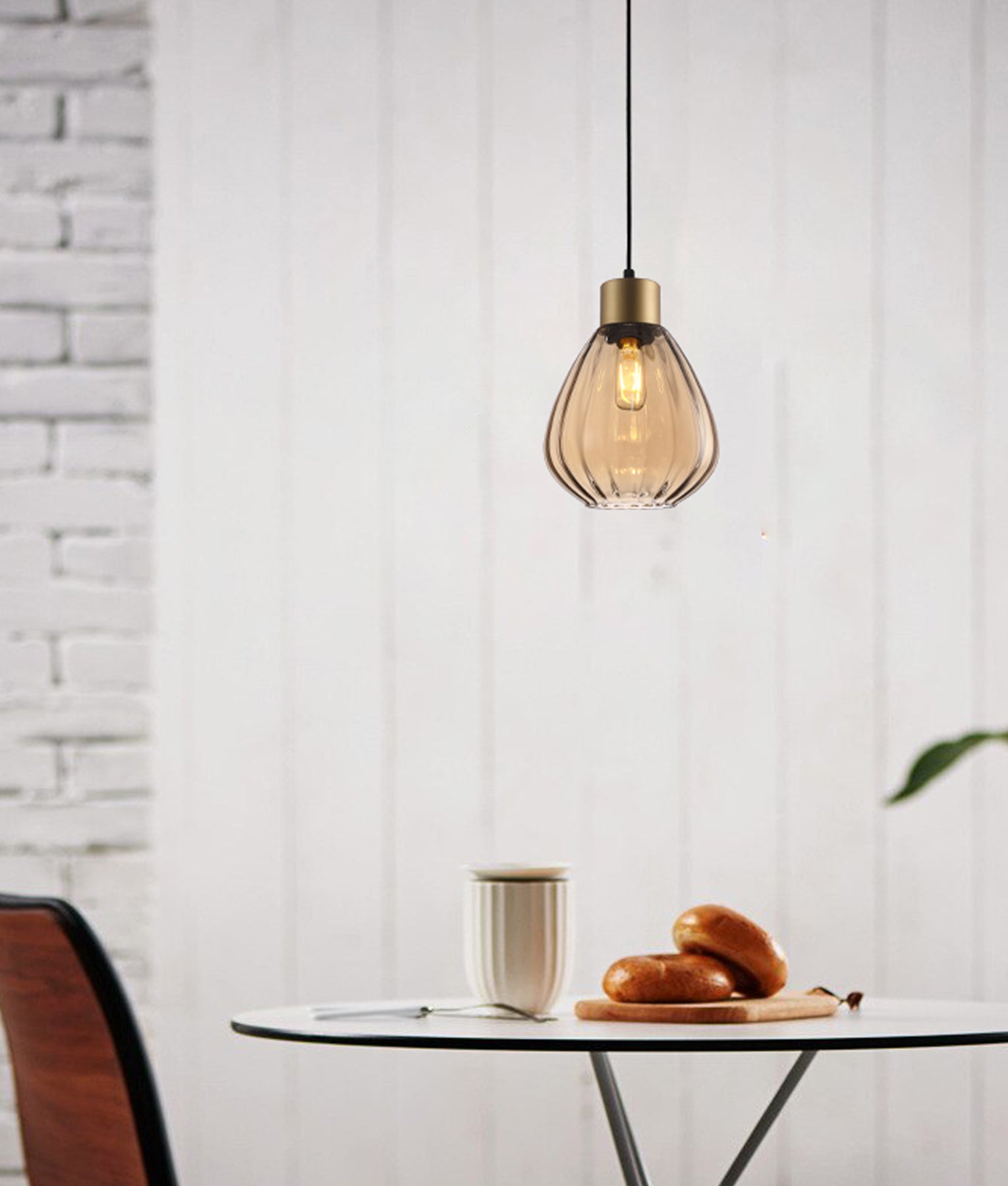 TULIP Pendant Light, One Light Glass Shade (Bronze Amber/Smokey Black)