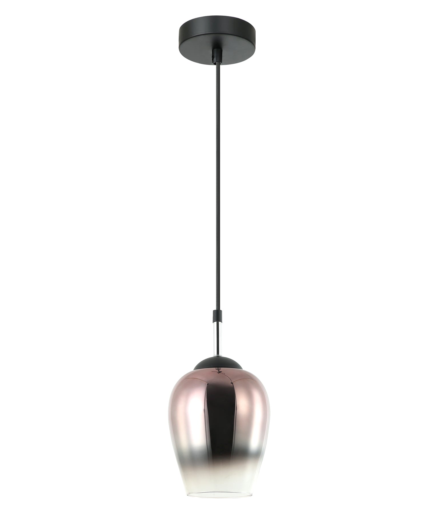 VINUM Pendant Light, One Light Glass Shade (Chrome/Copper Coloured)