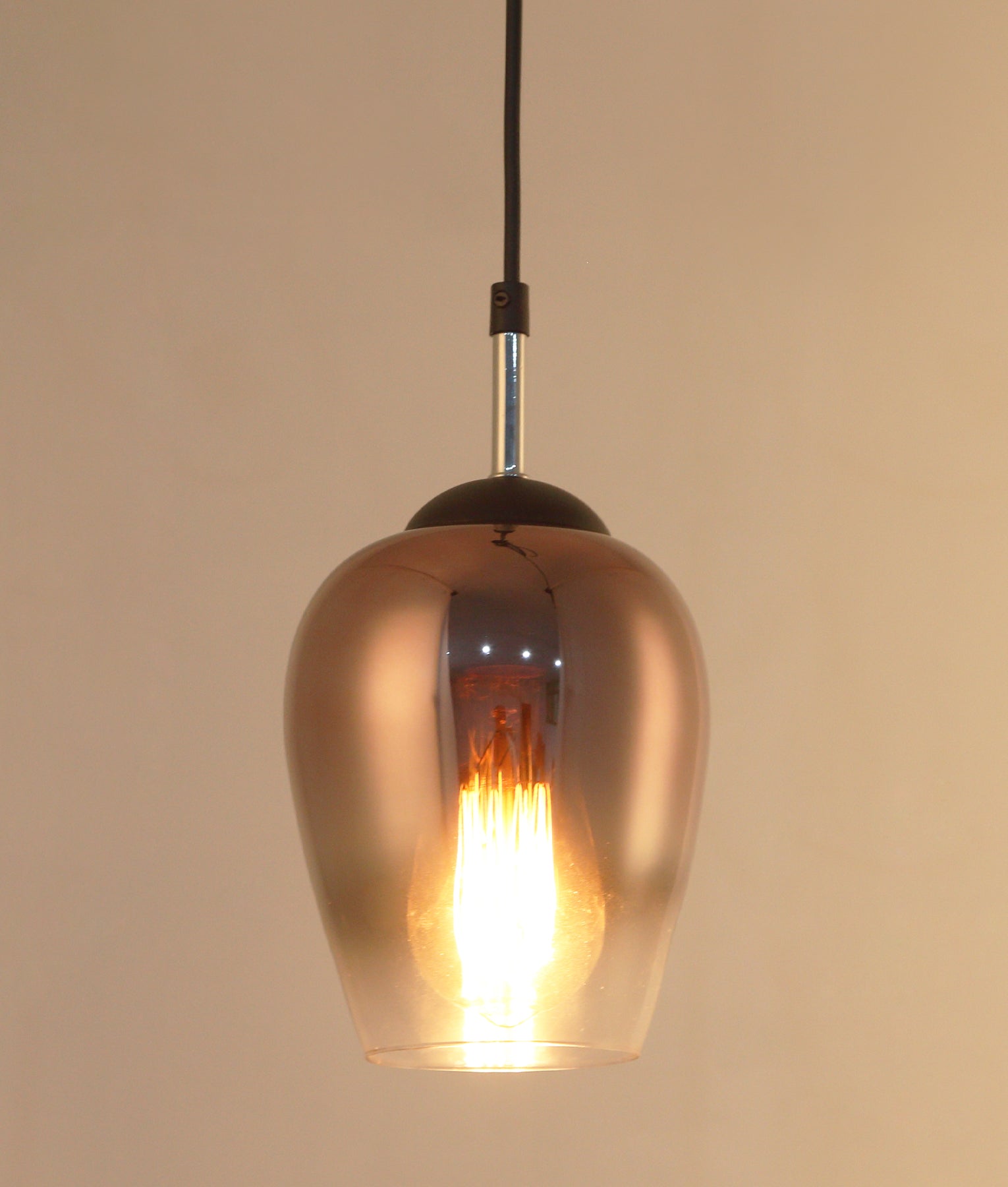 VINUM Pendant Light, One Light Glass Shade (Chrome/Copper Coloured)